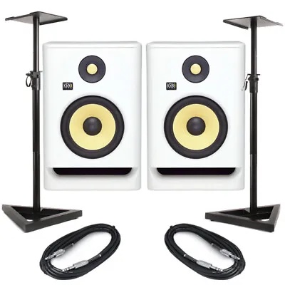 £411 • Buy KRK Rokit RP7 G4 White Noise (Pair) With Stands & Cables