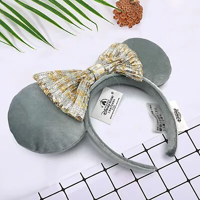 Disney- Parks Ears Winter Frost Grey Sequin Bow Minnie Mouse Ears Headband New • $14.04