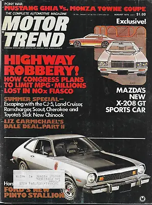 Motor Trend Magazine August 1975- Mustang Ghia Monza Towne Coupe Triumph TR-7 • $4.50