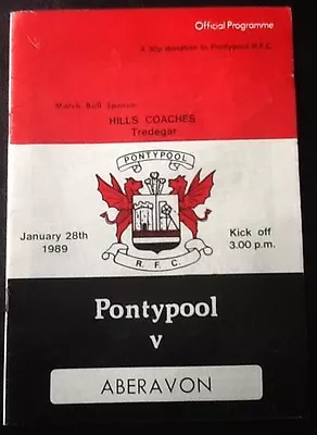 1989 PONTYPOOL V ABERAVON Programme  • £0.99