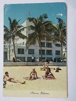 Vintage 1971 Nassau Mayfair Hotel Beach Real Photo Postcard • £1.40