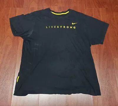 Vintage Nike Livestrong T-Shirt Adult XL Black Swoosh Lance Armstrong Cycling • $21