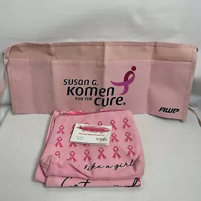 Canvas Tote & Makeup Bag & Susan G Koman Tool Belt Pink Ribbon Fight Like A Girl • $15