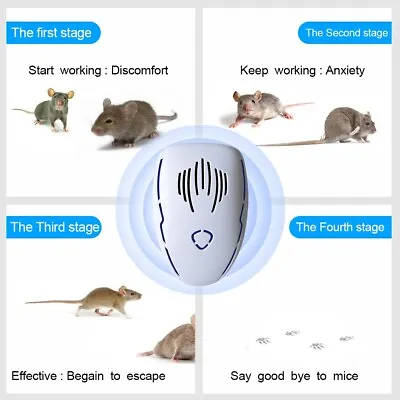 2PCS Latest Tech. Ultrasonic Plug-in Pest Repeller Rodent Rat Mouse Fly Mosquito • £12.99