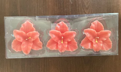 Floating Candles Set Of 3 Lotus/ Lilly Flower Shape Light Pink Hallmark NIB • $8.90