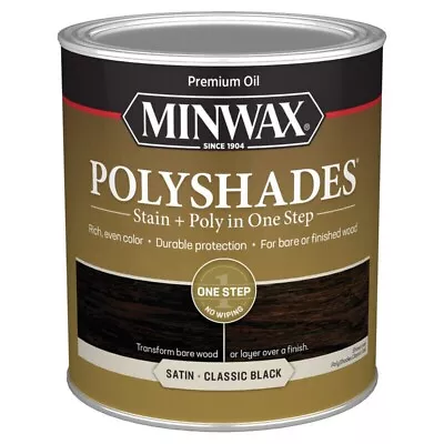 Minwax ® 61395 PolyShades® Stain & Polyurethane Satin Finish Classic Black 1-Qt • $21