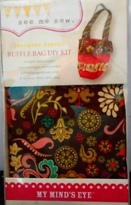 NEW See Me Sew Ruffle Designer Bag DIY Kit Purse My Minds Eye Pink Brown • $6.99