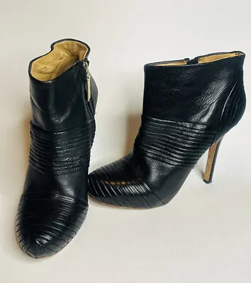 L.A.M.B. Leather Ankle Boot Size 9 Stiletto Platform Gwen Stefani Layered Black • $69