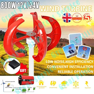 £302.49 • Buy 800W 12V 24V Lantern Vertical Wind Turbine Generator Charge Controller /Inverter