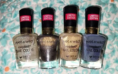 4 × Wet N Wild Sequins & Stardust Nail Polish Dream Genie Gold Ninja Dance Lot  • $24.99