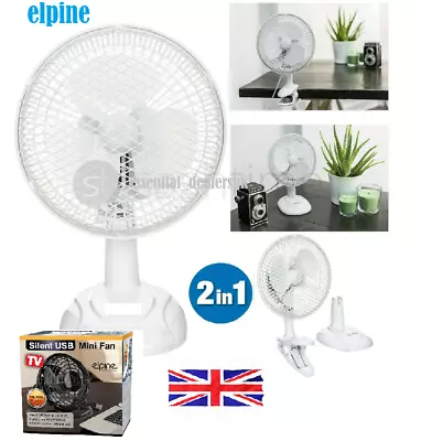 6  INCH 2-in-1 2 Speed White Clip Adjustable Table Desktop Fan/ 4  MINI USB FAN  • £6.99