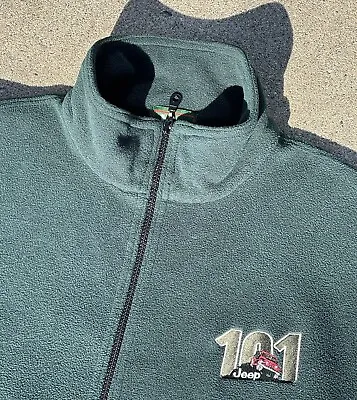 Vintage 90s Made In The USA Jeep Wrangler 101 Off-road Zip Up Fleece Jacket L • $54.99