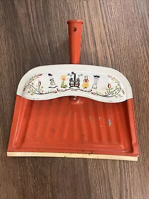 VTG J.V. Reed Louisville USA Orange Metal Dustpan Amish Motif M Taber MCM • $9.99