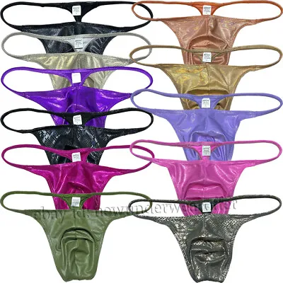 Men Shiny Bikini Thong Underwear Low-rise G-string Bulge Pouch T-back Jockstrap • $9.99