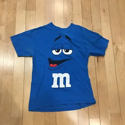 M&M’s Shirt Blue M&M SZ Med The Cool One Vintage Face Candy Mars Youth USA GUC • $12.99