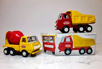 Tiny Tonka 1960s Red & Yellow Metal Dump Truck With Box #535 & Mixer • $36