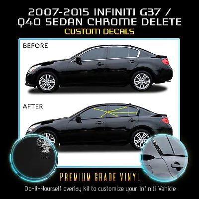 Fit 07-15 Infiniti G35 G37 Q40 Sedan Window Chrome Delete Blackout Glossy Black • $32.50