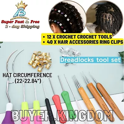 Dreadlock Crochet Hook Dread Loc Hair Interlocking Micro Loc Tool Braid Ring Set • $25.20