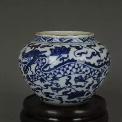 Chinese Porcelain Qing Dynasty Kangxi Blue And White Dragon Pattern Pots 7.87” • $62