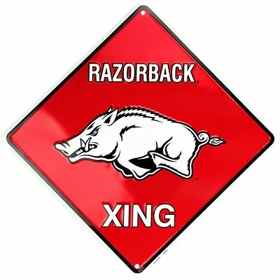 University Of Arkansas Razorbacks 12  Xing Crossing Metal Sign Embossed Decor • $18.71