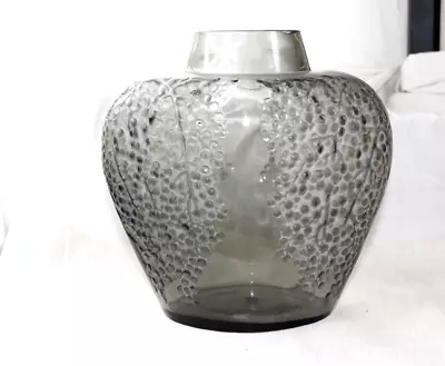 1920s R LALIQUE POIVRE Art Deco Lamp Base VASE Smoked Gray • $1375