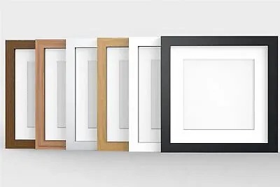 Square Photo Picture Frame With White Mounts Wood Effect Black White Oak • £4.27