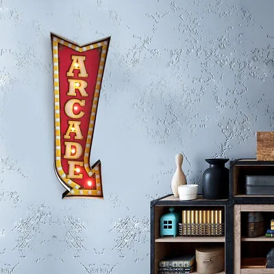 Arcade Directional Metal Arrow Sign This Way LED Light Hang Sign Hanging Decor • $28