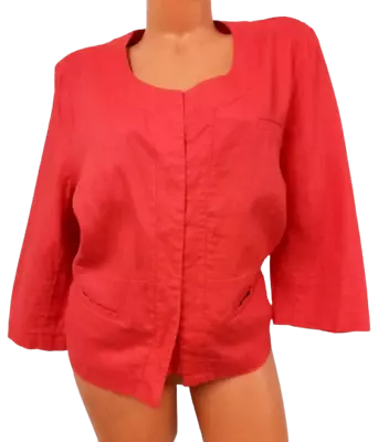 Merona Red Hook Closure Linen Blend Pockets 3/4 Sleeve Light Weigh Jacket XXL • $14.99