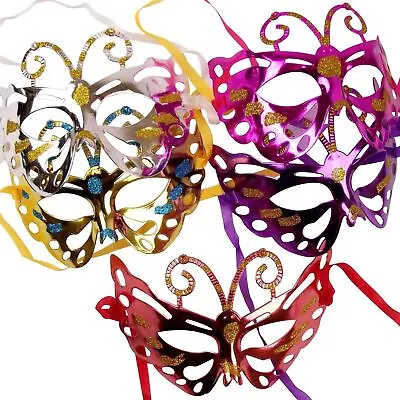 £3.99 • Buy Metallic Butterfly Masquerade Masks With Glitter.  Ball Party Prom Mask 