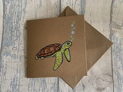 £3.25 • Buy Turtle Greetings Card Hand Painted Card Handmade Card