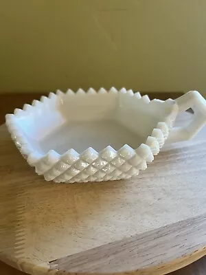 Vintage Westmoreland Milk Glass Candy Candle Plant Dish Diamond Pattern • $12