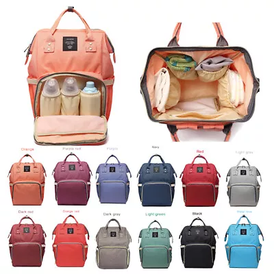 LEQUEEN Mummy Maternity Nappy Bag Backpack Baby Nursing Bags Traveling Outdoor • £33.14