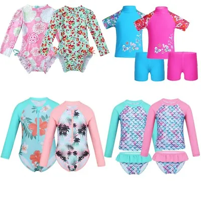 £7.59 • Buy Girl Baby Kid Swimsuit Long Sleeves Rash Guard Swimsuit Beach Swimming Costume  