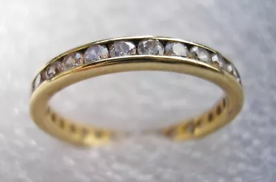 Pretty 9ct Gold Eternity Ring  With Clear Cubic Zirconia Stones Size P • £19.99