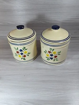 2 X Painted Ceramic Storage Jars • £6