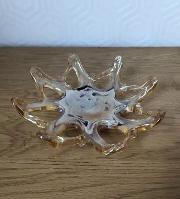 Vintage Murano Glass Amber Starfish Dish Bowl Decor Retro  • £19.99