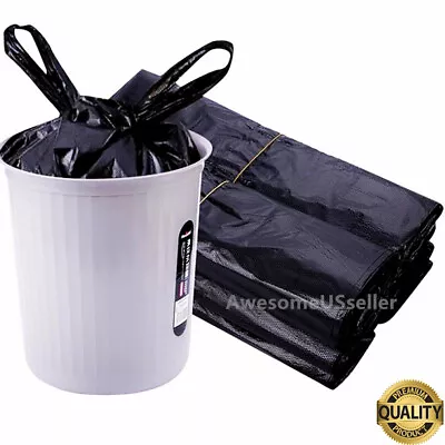 T-Shirt 10 Garbage Trash Bags Black Plastic Large Wastebasket Cans Privacy Bag • $5.98