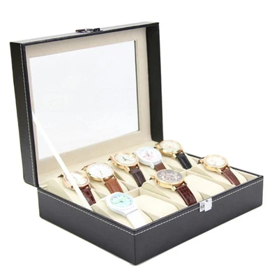 £10.99 • Buy 10 Grids Watch Box For Men Luxury Display Case Organizer Jewelry Storage Holder