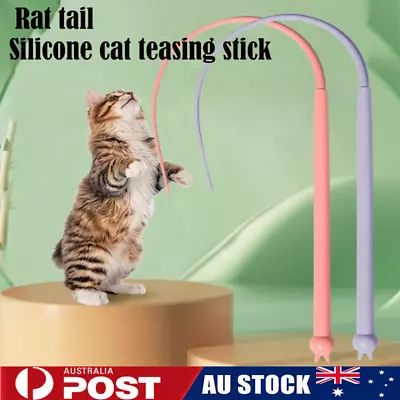 Silicone Cat Stick Mouse Tail Cat Interactive Replaceable Pole Cats Toys • $9.98