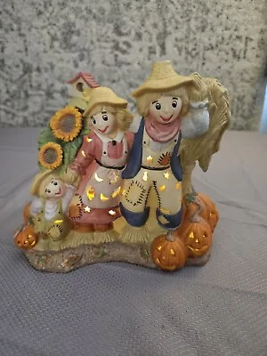 PartyLite Scarecrow Tealight Holder P7323 Family Jack-O-Lanterns Sunflowers • $33.72