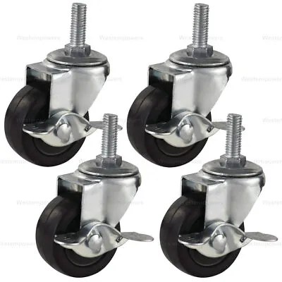 4x 3 Inch Rubber Casters Heavy Duty Safety Brake Wheels For Wire Shelving Rack • $19.95