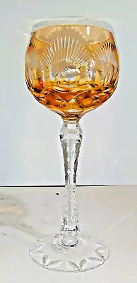 Nachtmann Traube Cut To Clear Crystal Wine Glass Golden Amber Tangerine Orange • $49