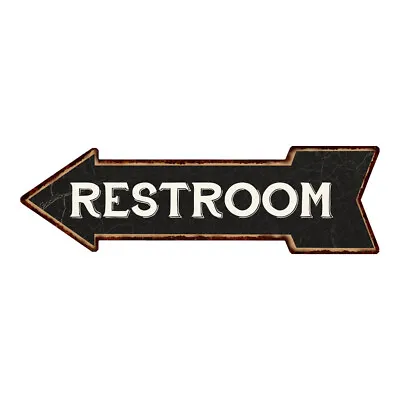Restroom Left Arrow Vintage Looking Metal Sign 5x17 205170004018 • $22.95