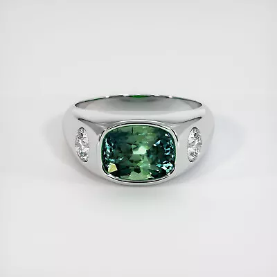 Montana Cushion Bluish Green Sapphire 18K White Gold Ring 3.08CT • $13449.25