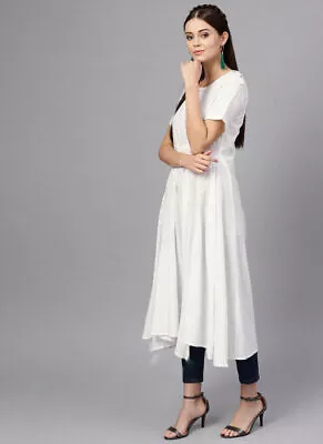 Anarkali Indian White Kurta Readymade Pant Kameez Girls Ethnic Fashion Clothing • $59.24