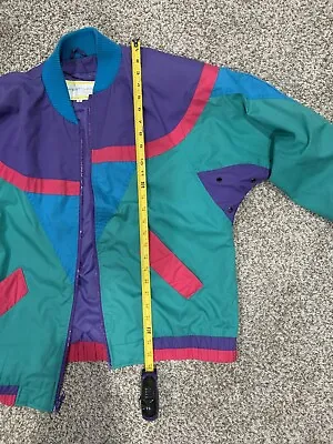 Vintage Womens  Lifestyles By Mulberry Street  Zip Up Jacket Retro Teal Purple • $24.99