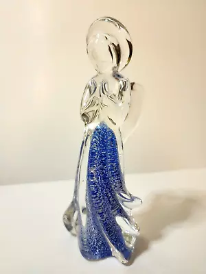 Murano Glass Cobalt Blue With Silver Dust Angel Figurine • $32