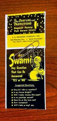 Front Replacement Sign For Ask Swam​i Coin Operated Fortune Teller In Yellow • $9.95