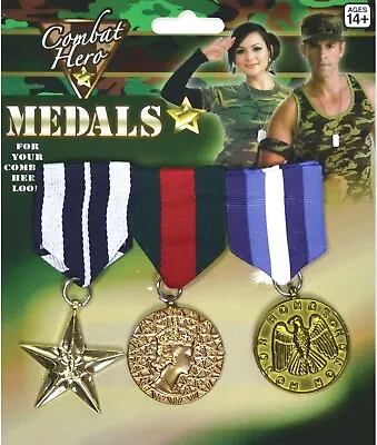 3 X Toy Medals Military Army Soldier Fancy Dress Costume Outfit Accessory • $13.83