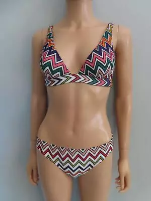 Missoni Mare White/Muticolor Zig-Zag Striped Print Bikini Bathing Suit 40/US 4 • $75